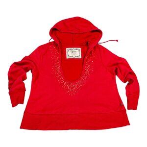 Venezia Sport Hoodie Womens 16/18 Red Rhinestone Sweater Pullover Athleisure